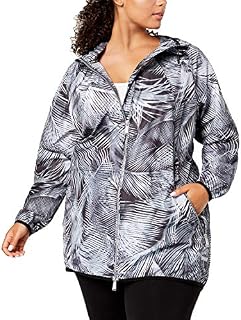 Calvin Klein Performance Plus Size Printed Hooded Jacket Jacke Black Combo 2X