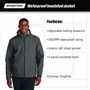 Unisex Waterproof Insulated Jacket by SPORT-TEK – X-Small, True Royal, Model 00191265894869