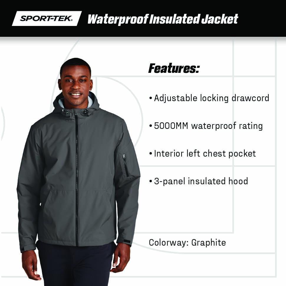 Unisex Waterproof Insulated Jacket by SPORT-TEK – X-Small, True Royal, Model 00191265894869