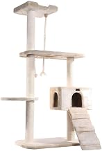 Wood Cat Tree with Sisal-Wrapped Posts, Multi-Tier Condo and Perch, Tall Climbing Activity Tower for Indoor Cats and Kittens