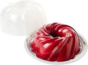 Nordic Ware Holiday Formed Swirl Bundt with Cake Keeper | Red