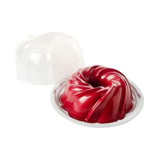 Holiday Formed Swirl Bundt with Cake Keeper | Red by Nordic Ware – 10 cup, BPA & Melanie free plastic, Red, Model 52025