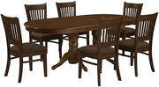Furnifact Solid Wood Oval Dining Table 7 Piece Set with Butterfly Leaf, Kitchen Table and Chairs Dining Room Set for 6