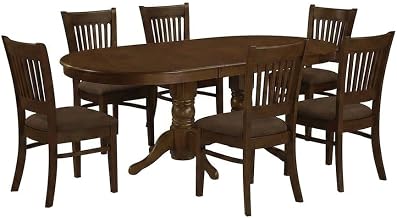 Furnifact Solid Wood Oval Dining Table 7 Piece Set with Butterfly Leaf, Kitchen Table and Chairs Dining Room Set for 6