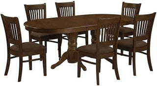 Furnifact Solid Wood Oval Dining Table 7 Piece Set with Butterfly Leaf, Kitchen Table and Chairs Dining Room Set for 6