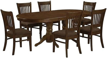 Furnifact Solid Wood Oval Dining Table 7 Piece Set with Butterfly Leaf, Kitchen Table and Chairs Dining Room Set for 6