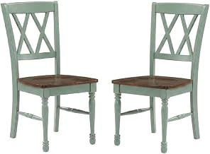 Furnifact Blue Dining Chair Set with Comfortable Padded Seats, Durable Steel Frames, Modern Design for Kitchen, Dining Room, 2-Piece Package