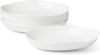 Lenox Studio 1414 Curve Pasta Bowls Set For 6 | Dinnerware Bowl | Bone China | Microwave Safe | Dishwasher Safe | White | White Ceramic Bowls | Pasta Bowls