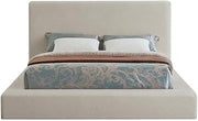 Starlight Canyon Home Linen-Upholstered Platform Bed with Panel Headboard, King Upholstered Bed Frame with Headboard for Bedroom, Beige Linen Textured Fabric