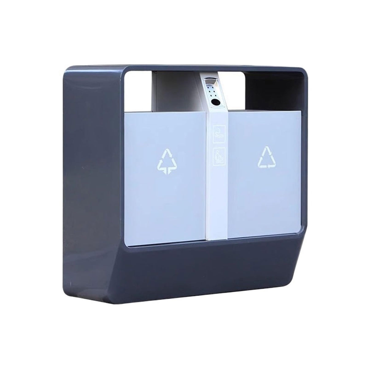 Compact Size Outdoor Double Bin Trash Common Areas Galvanised Steel Metal Garbage Can Splash-Proof by FYorbitH – One Size, One Color, Model FYorbitH