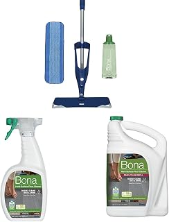 Multi-Surface Floor Premium Spray Mop & Bona Multi-Surface Floor Cleaner Spray, for Stone Tile Laminate and Vinyl LVT/LVP, 32 Fl Oz & Bona Multi-Surface Floor Cleaner Refill - 128 fl oz