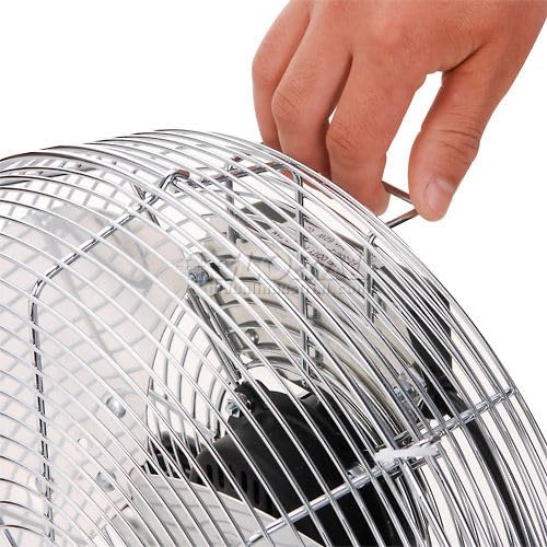 12" Diameter Industrial Floor Fan with Pivoting Head by Global Industrial – 15.5"L x 16"W x 17.5"H, Metal, Black/Gray/Silver, Model 258323