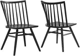 Modway Alvar Solid Ash Wood Modern Windsor Dining Chairs in Black Set of 2 – Mid-Century Spindle Back Chair Set for Kitchen and Dining Room