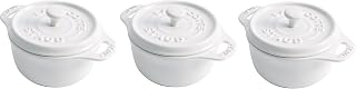 STAUB Ceramic Dutch Oven 3-piece Mini Round Cocotte, White