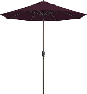 California Umbrella 10-Year Protection 7.5 Ft Outdoor Patio Umbrella, Pacifica Fade-Resistant Fabric, Auto-Tilt, Heavy Duty Aluminum Frame, 8 Reinforced Ribs for Pool or Deck, Bronze Pole, Purple