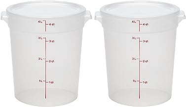 Cambro Food Storage Containers with Lids (BPA-Free) - 4 Quart - Food Grade Buckets with Lids (2 Pack) - For Dough Proofing and Brining (Translucent)