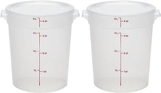 Cambro Food Storage Containers with Lids (BPA-Free) - 4 Quart - Food Grade Buckets with Lids (2 Pack) - For Dough Proofing and Brining (Translucent)