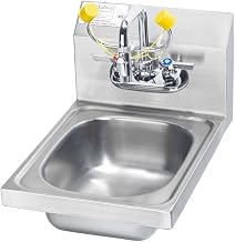 Krowne HS-35 12" Wide Eyewash Station Hand Sink, Wall Mount, 9"W x 11"L x 5" Deep Drawn Bowl with Stamped Rim to Prevent Spillage