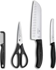 Victorinox Swiss Classic Kitchen Set, 4 Pieces, Peeler, Scissors & Knife