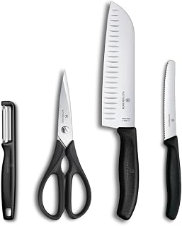 Victorinox Swiss Classic Kitchen Set, 4 Pieces, Peeler, Scissors & Knife