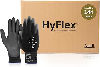 Ansell HyFlex 11600 Black Polyurethane Coated Safety Work Glove Vend Pack Size 11 144 Pairs