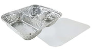 Handi Foil Oblong 3 Compartment Tray with Lid - 250 per case. by Handi-Foil – 8.75" x 6.75" x 1.5", Aluminum, Silver, Pack of 250, Model 2045-35-250W