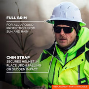 Ergodyne White / 6.5 - 8 (21in - 25 in / 53cm - 63.5cm) / Full Brim Safety Helmet - Type 2, Class C Head Protection