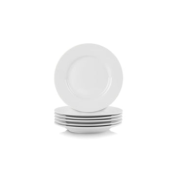 Simply Round 6" Appetizer Plate by 10 Strawberry Street – 6" Appetizer, Ceramic, White, Pack of 6, Model 6RD-6ACE-TSS