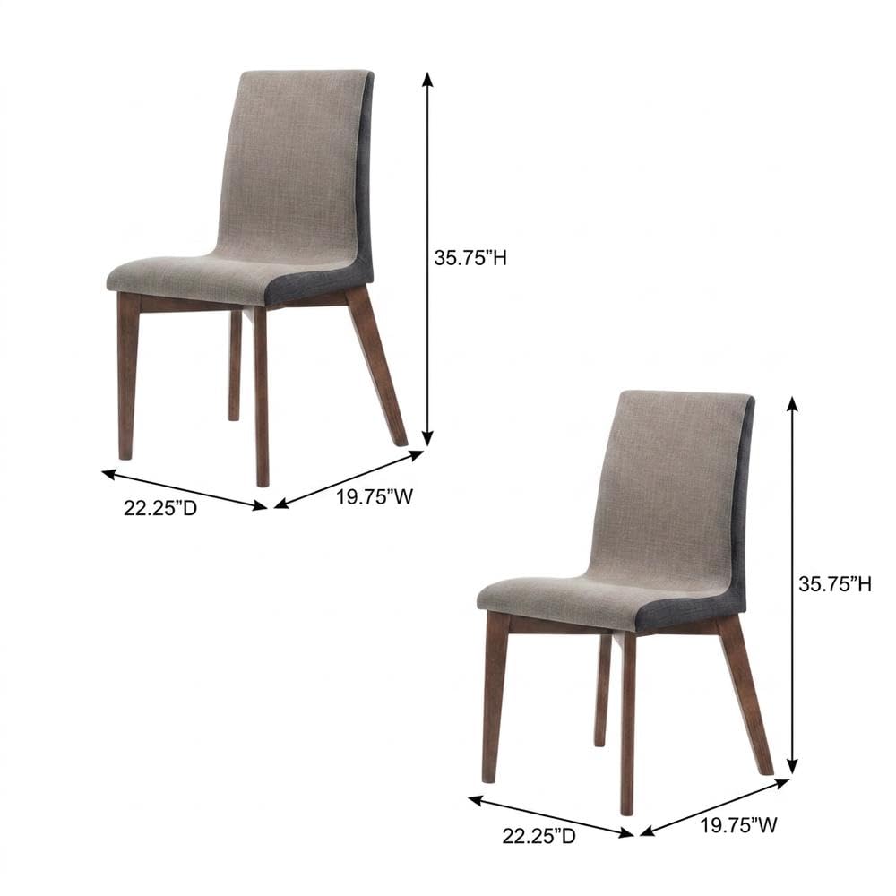 Mid-Century Modern Upholstered Dining Side Chair with Wood Legs Set of by Furnifact – Upholstered, Brown, Pack of 2