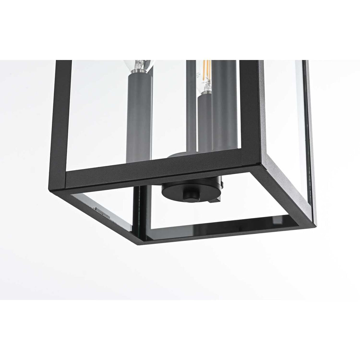 Carlisle 7" Outdoor Pendant in Black by Elegant Lighting – 9.00"W x 16.50"H x 9.00"L, Glass, Black, Model OD325H17BK