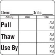 Pull/Thaw/Use by Labels White Freezer Black Imprint - 2" L x 2" H 500 Per Roll