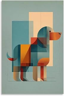 Multi Layer Transparent Blocks Geometric Dog Form, Rational Design Bedroom Wall Art Unframe-style-3 20x30inch(50x75cm)
