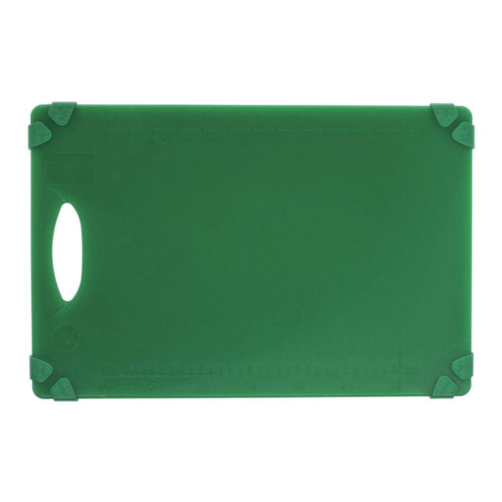 Kratos by Green Cutting Board with Grippers - 12"L x 18"W x 1/2"H by HUBERT – Plastic, Green, Model 1218-CL-GR