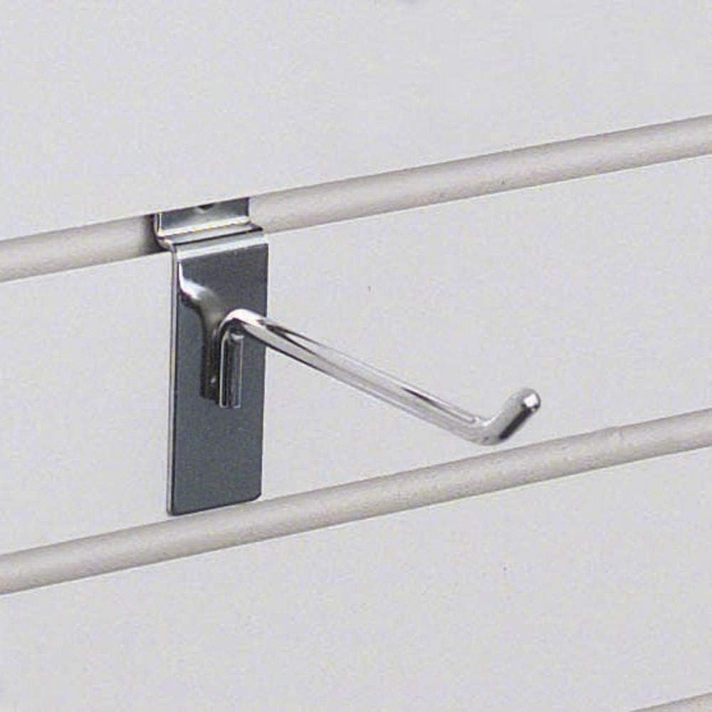 4" Chrome Slatwall Hooks by HUBERT – Pack of 25, Chrome, Pack of 25, Model 170537