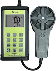 TPI 556C1 Digital Anemometer with Vane Probe, 0.4 to 30.0 m/s Velocity, Air Flow Calculation (CFM/CMM), -20 to +80° C Temperature,