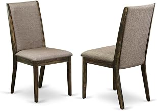 Furnifact Fabric-Upholstered Parsons Dining Chair with High Back, Upholstered Kitchen Chair for Dining Room Table, Dark Khaki, Set of 2