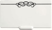 HUBERT Write On Wipe Off Tag with Black Scroll Imprint Plastic Heat Resistant - 2" H x 3 1/2" L