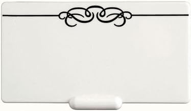 HUBERT Write On Wipe Off Tag with Black Scroll Imprint Plastic Heat Resistant - 2" H x 3 1/2" L