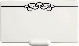 HUBERT Write On Wipe Off Tag with Black Scroll Imprint Plastic Heat Resistant - 2" H x 3 1/2" L