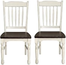 British Isles Brown Slatback Sidechair with Light Distressed Finish by Starlight Canyon Home – Solid Rubberwood, Brown, Pack of 2
