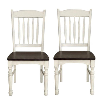 British Isles Brown Slatback Sidechair with Light Distressed Finish by Starlight Canyon Home – Solid Rubberwood, Brown, Pack of 2