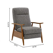 Performance Fabric Recliner with Wood Arms by Furnifact – Performance Fabric, Hardwood and plywood frame construction, Grey