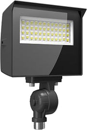 RAB Lighting Adjustable LED Floodlight – Field-Selectable Wattage & 3000K/4000K/5000K CCT – IP65 Outdoor Security Light with Knuckle Mount – 120-277V (Medium)