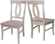 Furnifact Solid Wood Dining Chair with Washed Finish, Wooden Kitchen Chairs for Dining Table Set of Two