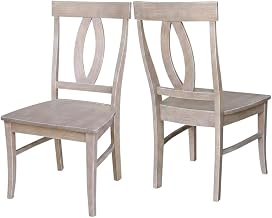 Furnifact Solid Wood Dining Chair with Washed Finish, Wooden Kitchen Chairs for Dining Table Set of Two