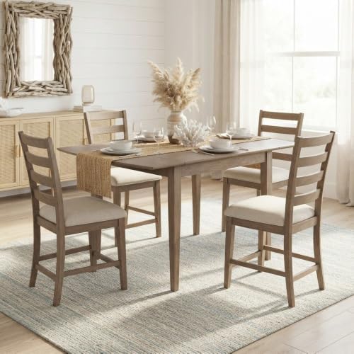 Starlight Canyon Home Acacia Veneer Drop-Leaf Counter Height Dining Table, Wire-Brushed Small Kitchen Dinner Table for Dining Room, Brushed Bisque - image 3