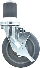 BK Resources 5" Gray Rubber 2" Expanding Stem Swivel Caster for Work Tables with Top Lock Brake, NSF, 250lb Capacity Per Wheel