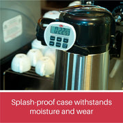 Atkins Digital Timer / Clock / Stopwatch with Splashproof Case by Cooper – 2.75" x 2.375" x .75", Plastic, Silver, Model TC6-0-8