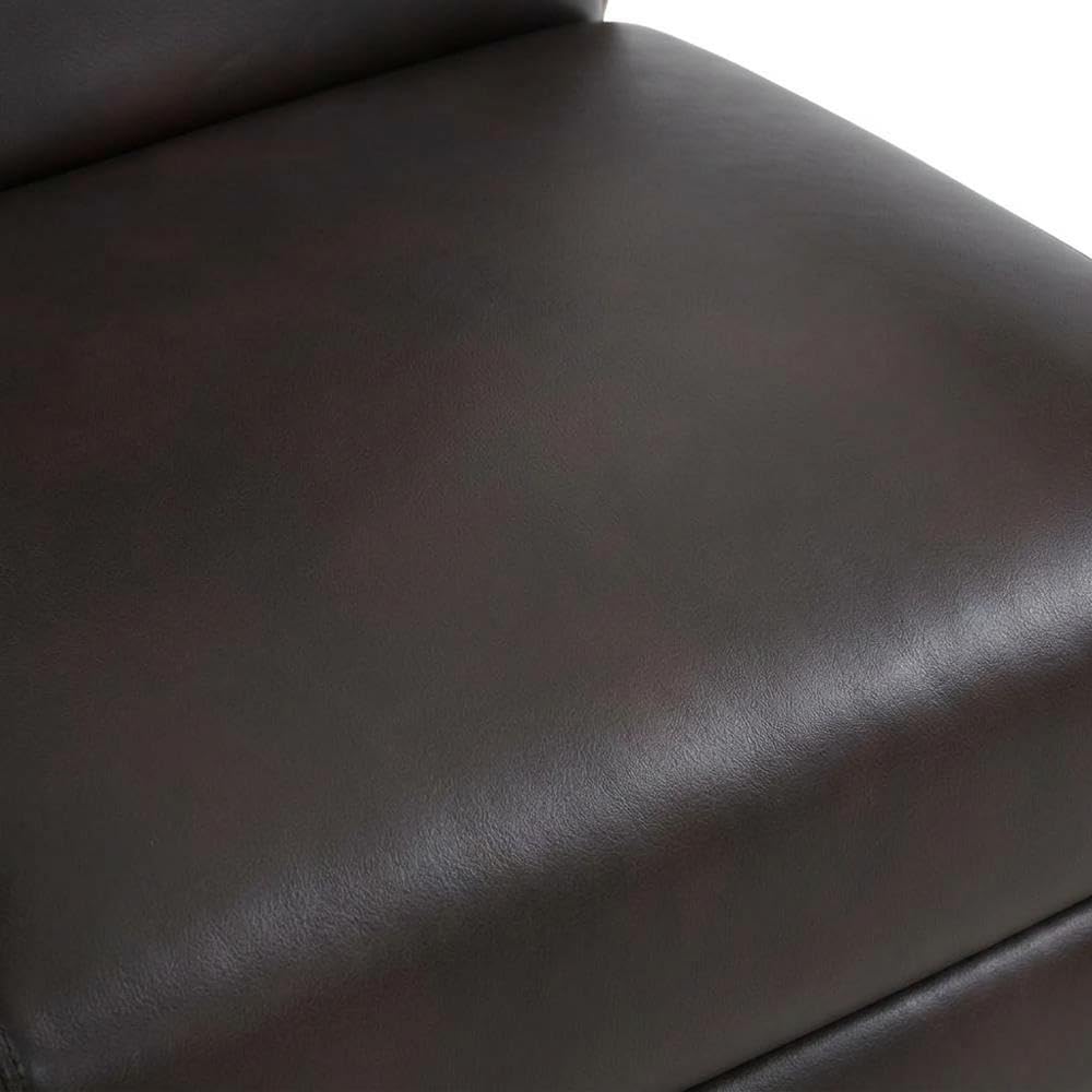 Semi-Leather Recliner Chair with Wood Arms Push-Back by Furnifact – Hardwood and plywood frame construction, Leather Gel, Brown
