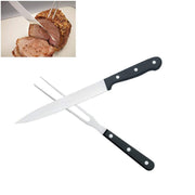 Tiyoorta Carving Knife and Fork Set, 8 Inch Slicer with 6 Inch Tines, Black